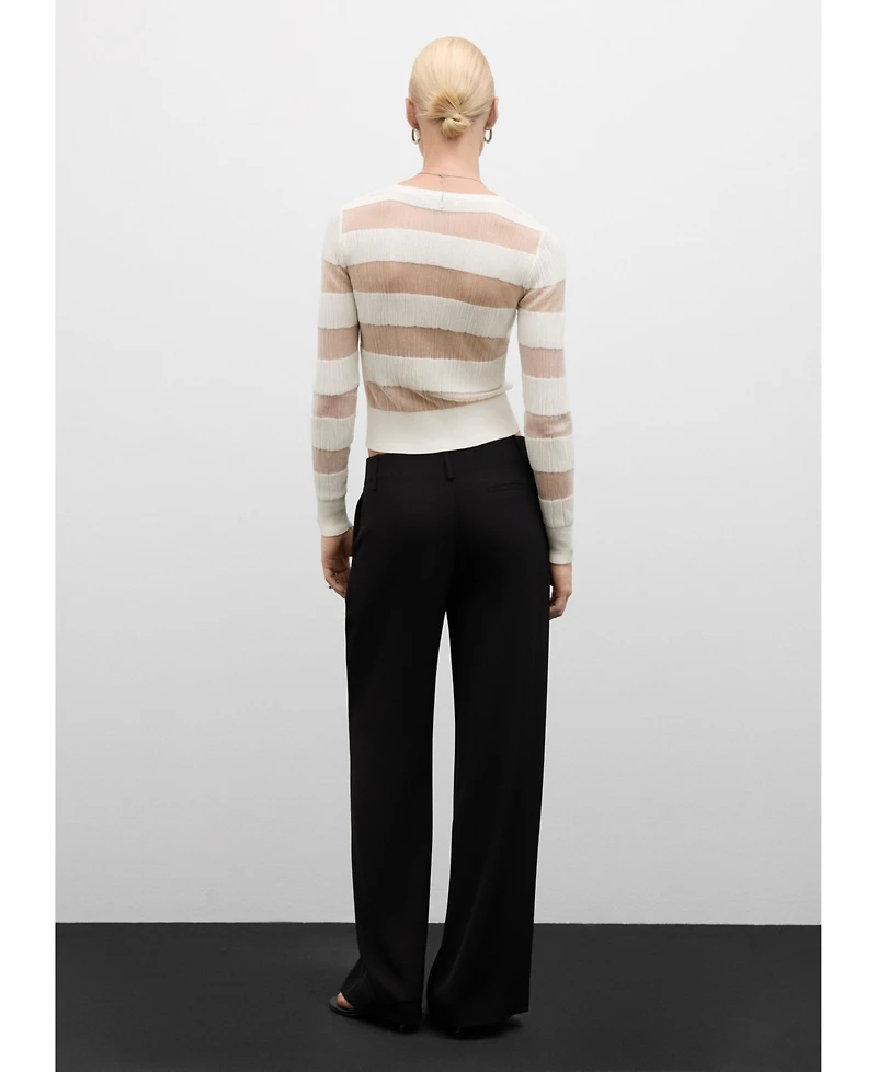 Mango Women's Sheer Textured Cardigan Sweater