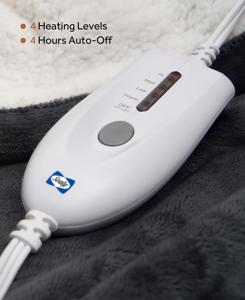 Sealy Heated Flannel and Sherpa Throw, 50" x 60"