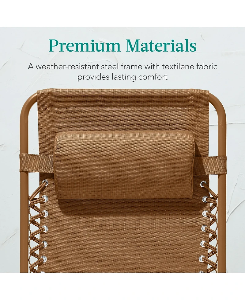 Best Choice Products Monochromatic Zero Gravity Chair, Folding Patio Recliner w/Side Tray, Headrest