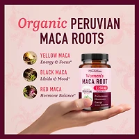 Organic Maca Root Capsules for Women, Peruvian Maca 2250MG Extra Strength, Supports Energy, Hormone Balance & Menopause, SMNutrition, 120ct