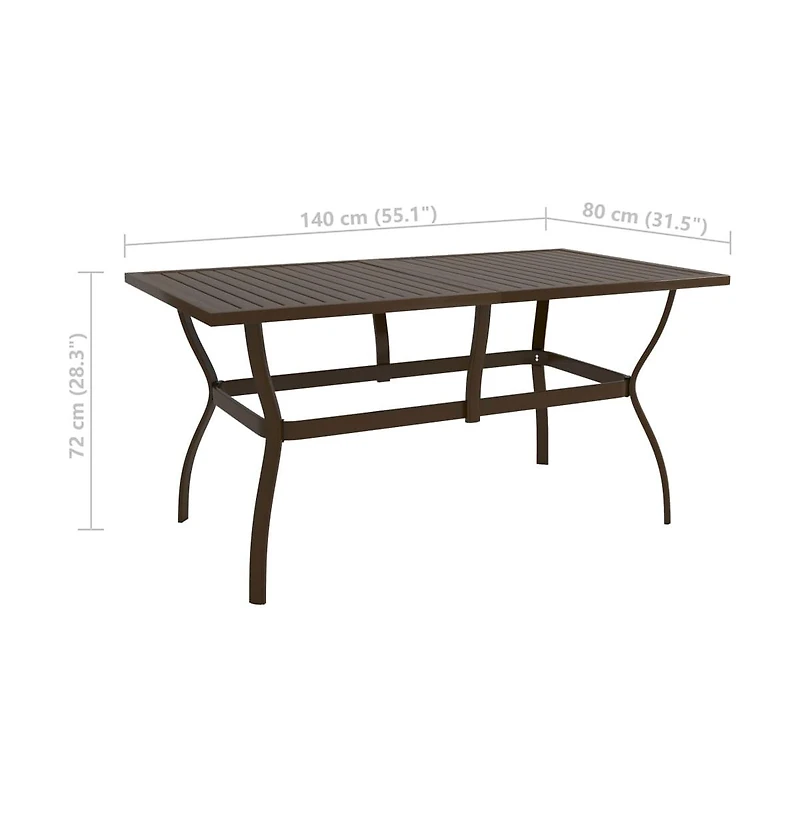 vidaXL Patio Table Brown 55.1"x31.5"x28.3" Steel