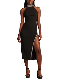 Tadashi Shoji Steva Embellished Halter Midi Dress