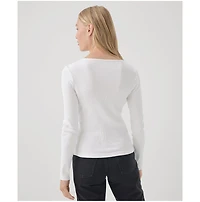 Pact Women's Organic Cotton Favorite Rib Henley Long Sleeve Top