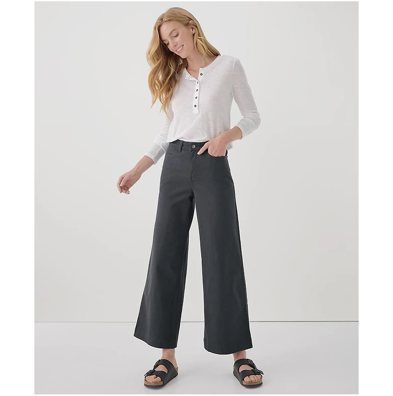 Pact Women's Organic Cotton Stretch Twill Denim Wide Leg Pant