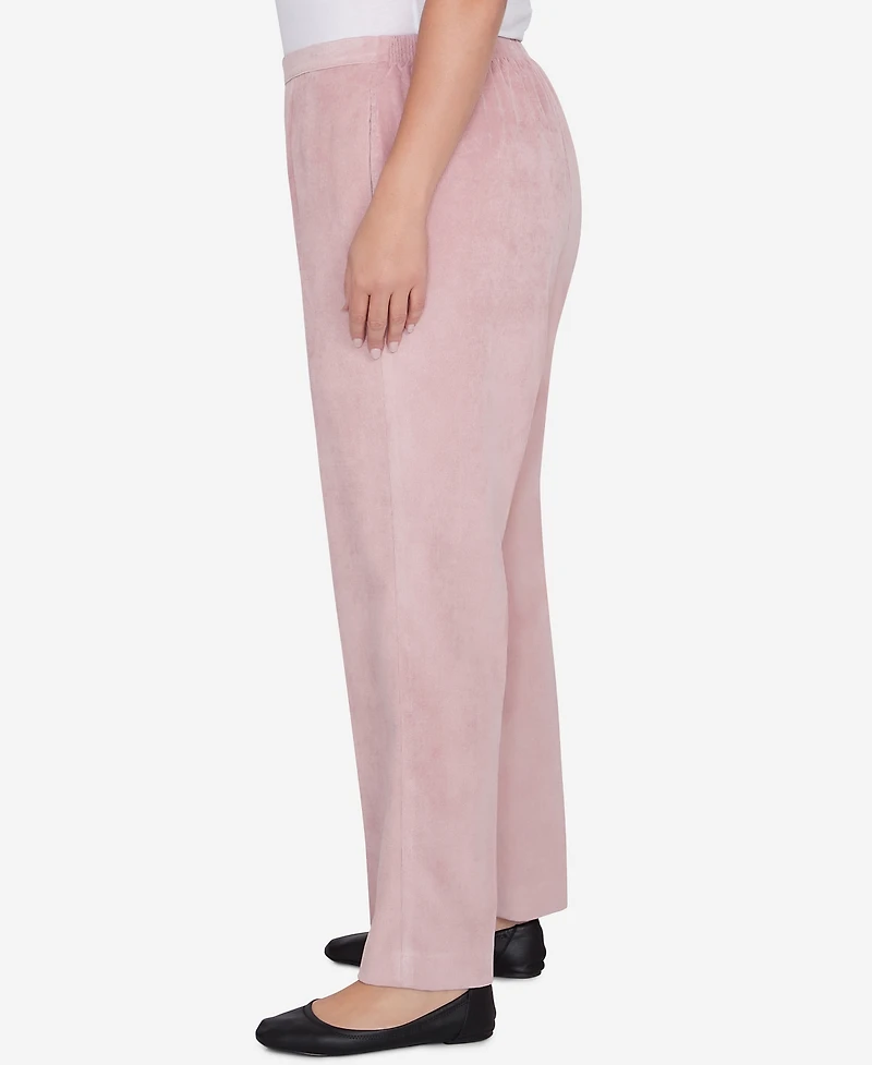 Alfred Dunner Plus Telluride Corduroy Elastic Waist Short Length Pleated Pants