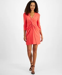 julia jordan Women's Puffed-Shoulder Twist-Front Dress