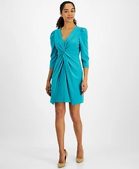 julia jordan Women's Puffed-Shoulder Twist-Front Dress