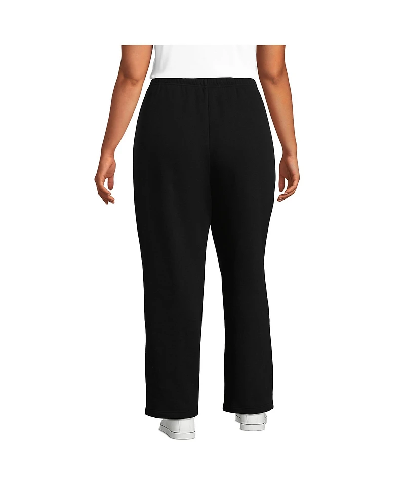 Lands' End Women's Plus Serious Sweats High Rise Relaxed Straight Leg Pants - Set Bottom