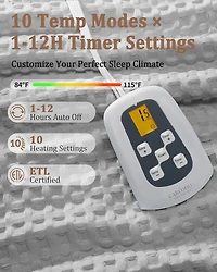 Caromio Full Waffle Sherpa Electric Heated Throw Blanket, 72" x 84"