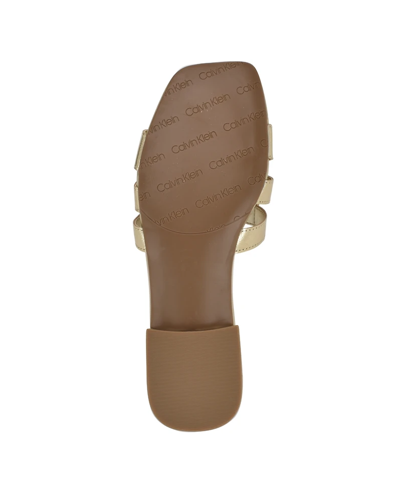 Calvin Klein Women's Tessie Slip-On Square Toe Flat Sandals