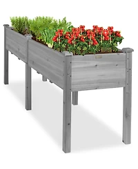 Best Choice Products 72x23x30in Raised Garden Bed, Elevated Wood Planter Box for Patio w/ Divider Panel