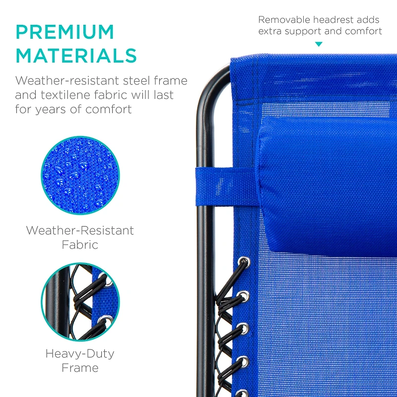 Best Choice Products Set of 2 Zero Gravity Lounge Chair Recliners for Patio