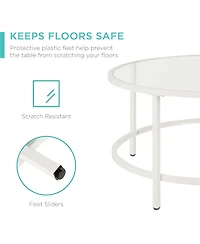 Best Choice Products 36in Round Tempered Glass Coffee Table for Home, Living Room, Dining Room