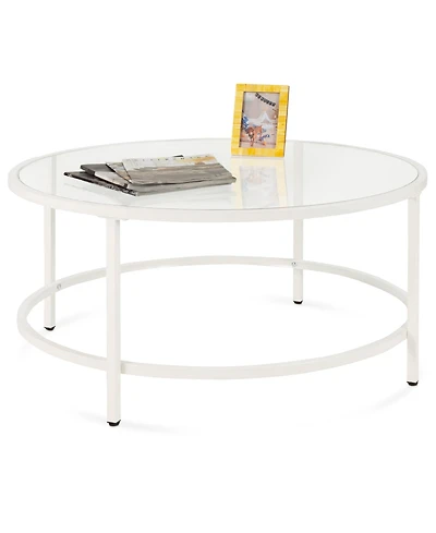 Best Choice Products 36in Round Tempered Glass Coffee Table for Home, Living Room, Dining Room