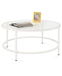 Best Choice Products 36in Round Tempered Glass Coffee Table for Home, Living Room, Dining Room
