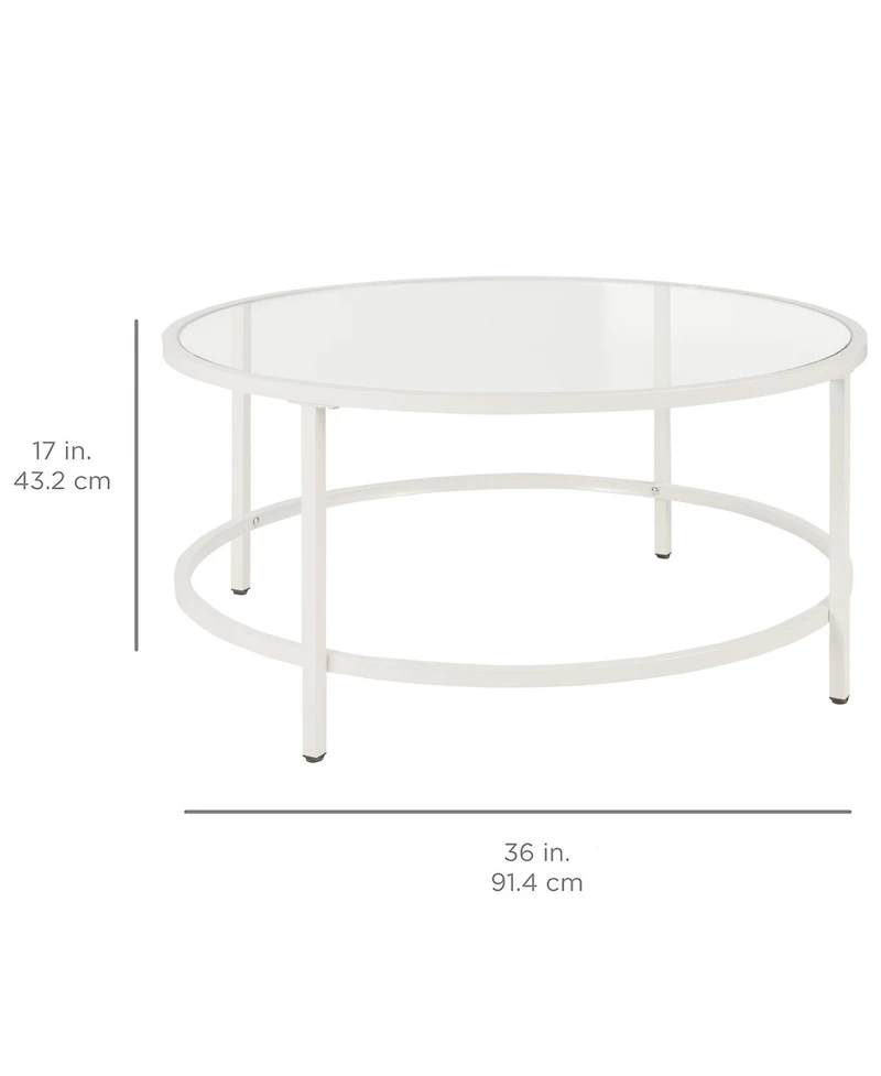 Best Choice Products 36in Round Tempered Glass Coffee Table for Home, Living Room, Dining Room