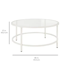 Best Choice Products 36in Round Tempered Glass Coffee Table for Home, Living Room, Dining Room