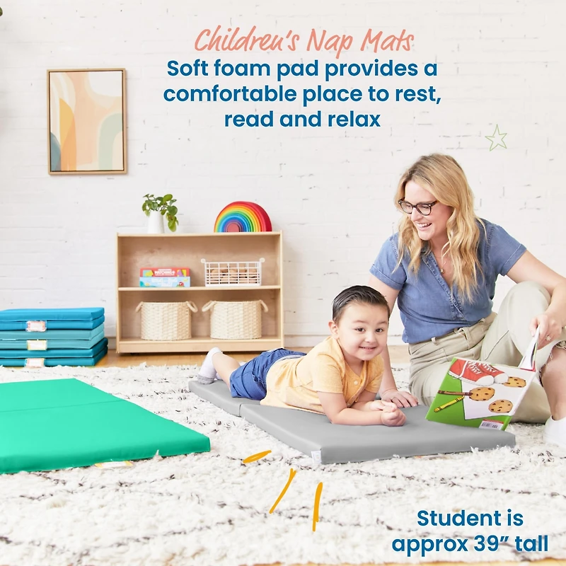 SoftZone ECR4Kids Folding Rainbow Rest Mats, Assorted, 5-Piece