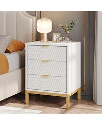 Tribesigns 3-Drawer Nightstand Set of 2, 25.8" Tall Modern Bedside Table, Large Side End Table with Storage Drawers for Bedroom