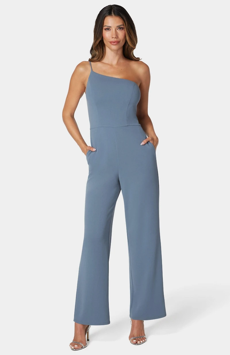 Bebe Women's One Shoulder Core Jumpsuit