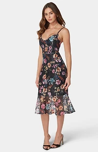 Bebe Women's Printed Lace Midi Dress