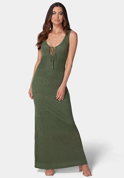 Bebe Women's Crochet Maxi Tank Dress