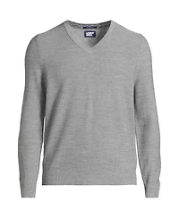 Lands' End Men's Long Sleeve Washable Merino Wool V Neck Sweater