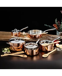 BergHOFF Vintage 15pc Tri-Ply Copper Cookware Set with Lids, Polished