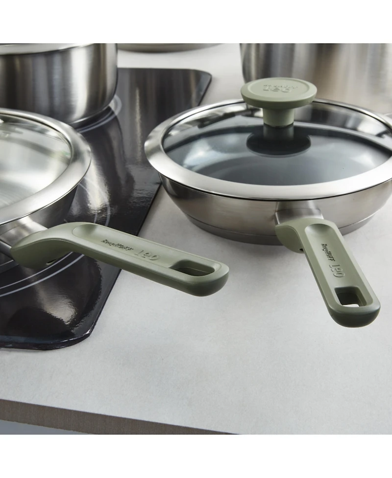 BergHOFF Leo Bolt 8pc Recycled Stainless Steel Cookware Set, Green