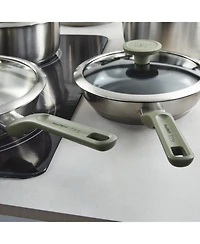 BergHOFF Leo Bolt 8pc Recycled Stainless Steel Cookware Set, Green