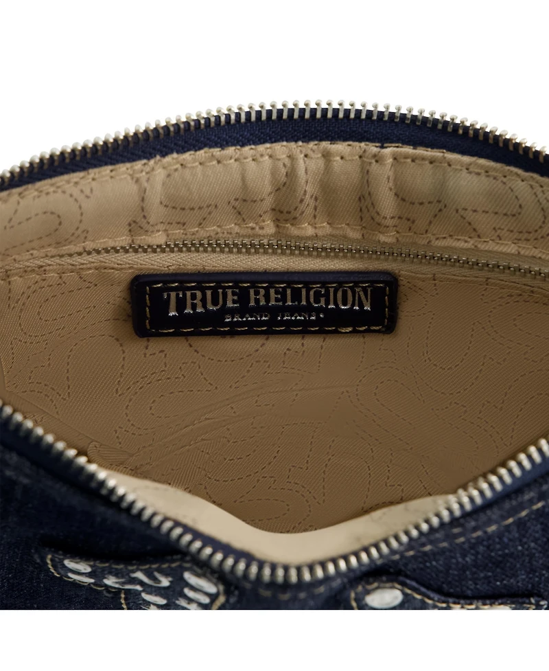 True Religion Studded Horseshoe De True Religion Horseshoe Denim shoulder bag