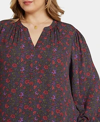 Nydj Plus Puff Sleeve Popover Top