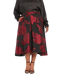 Muse Plus Pleated Floral-Print Organza Skirt