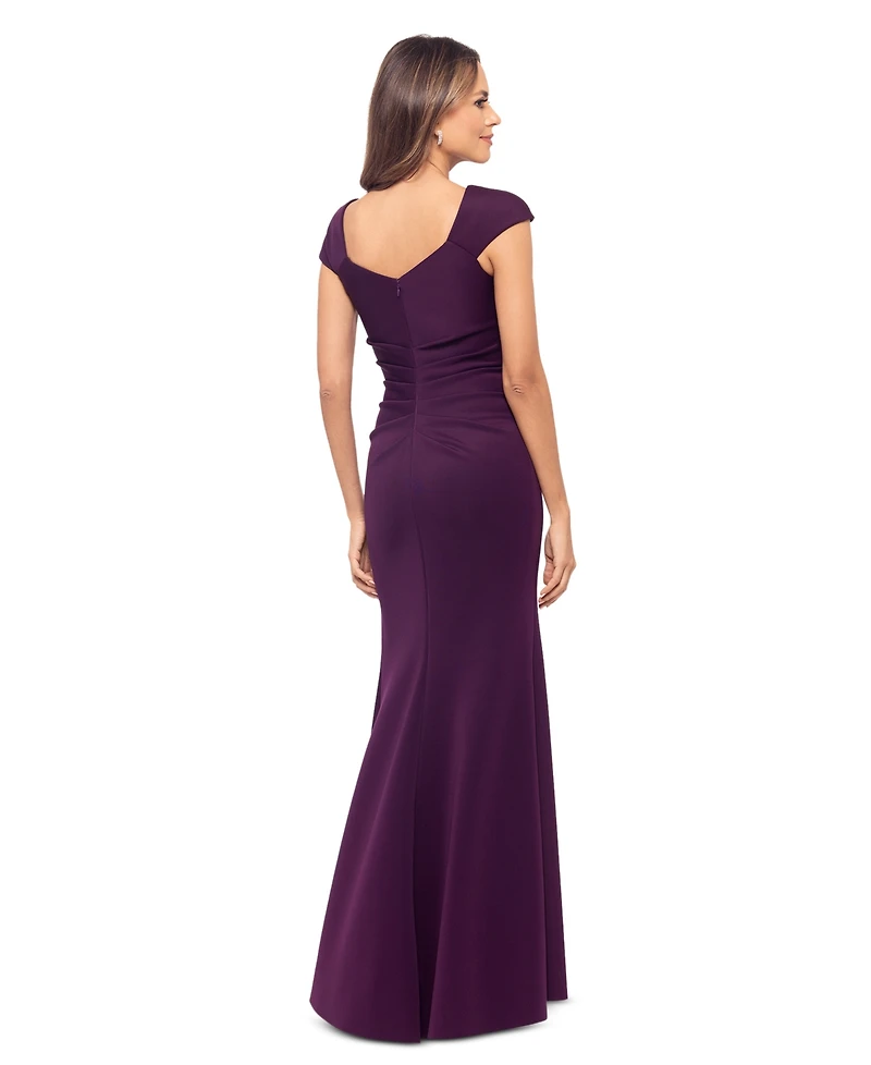 Xscape Women's Asymmetric-Neck Side-Slit Gown