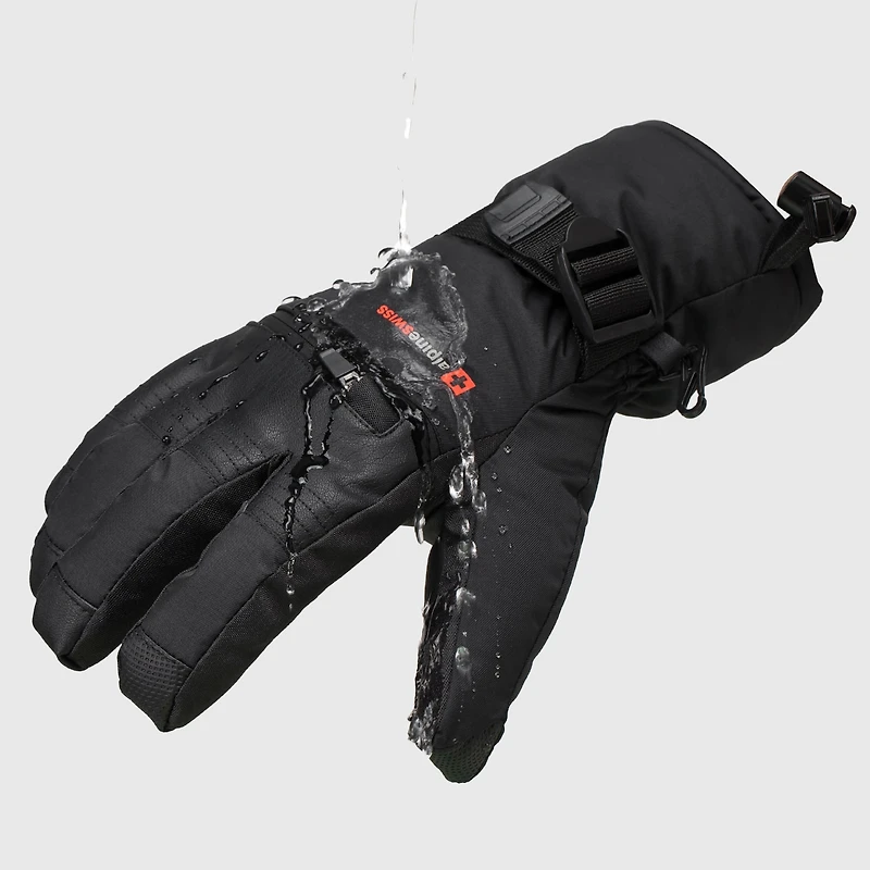 Alpine Swiss Men's Waterproof Snow Gloves Zipper Pockets Winter Sport Mittens