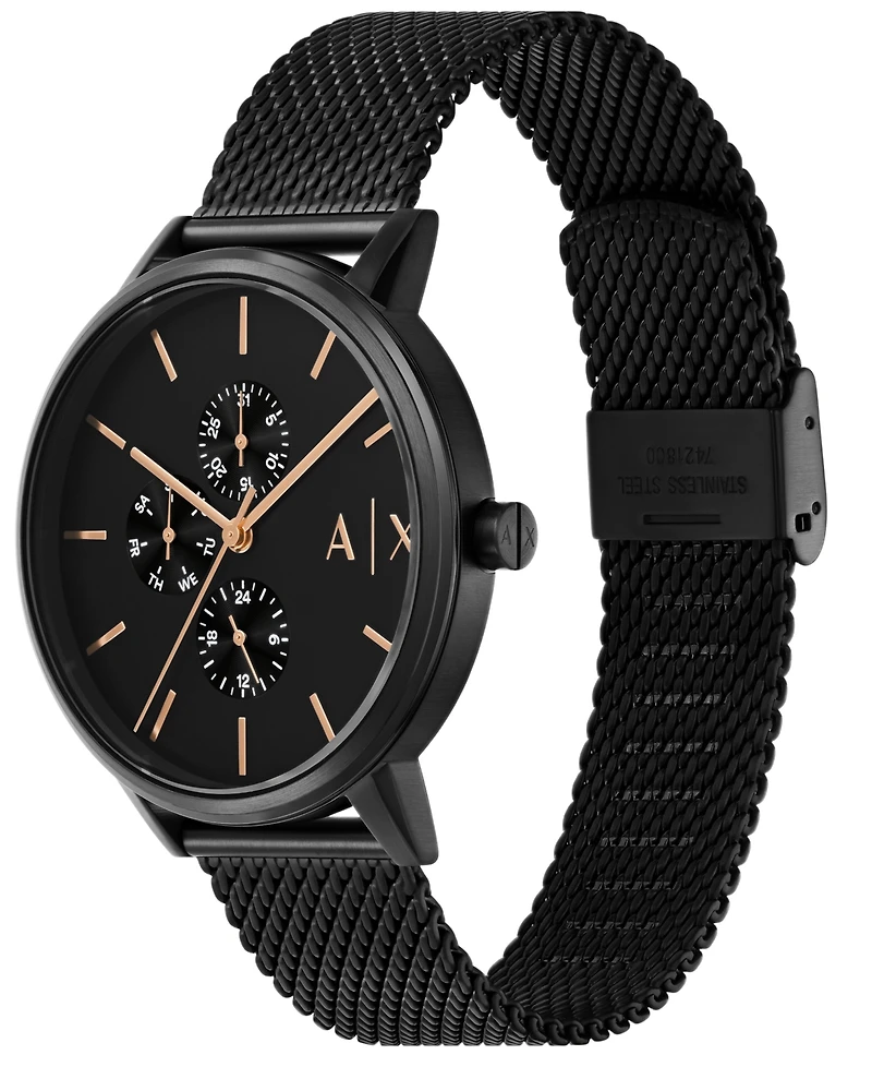 A|X Armani Exchange Men's Quartz Multifunction Black Stainless Steel Watch 42mm