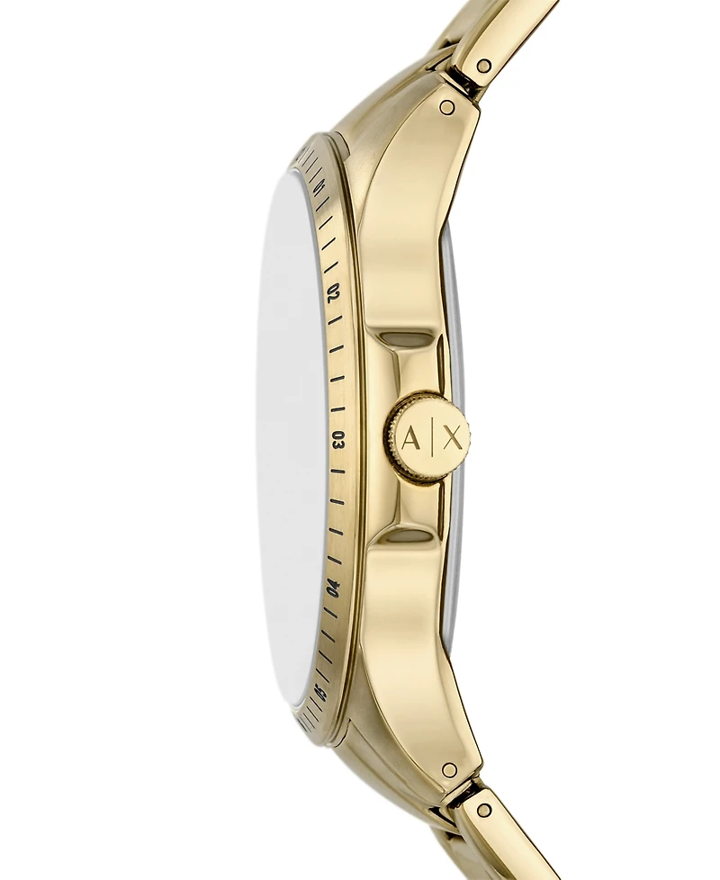 A|X Armani Exchange Men's Quartz Multifunction Gold Stainless Steel Watch 46mm
