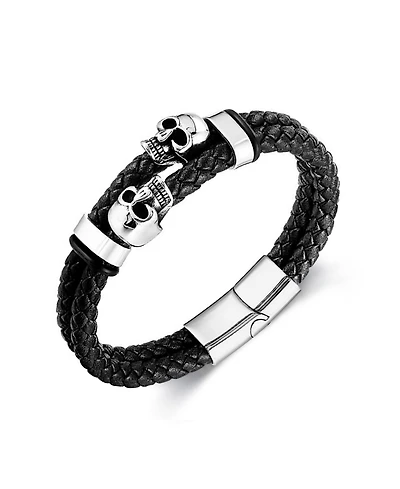 Rhona Sutton Black Reaper Leather Stainless Steel Bracelet