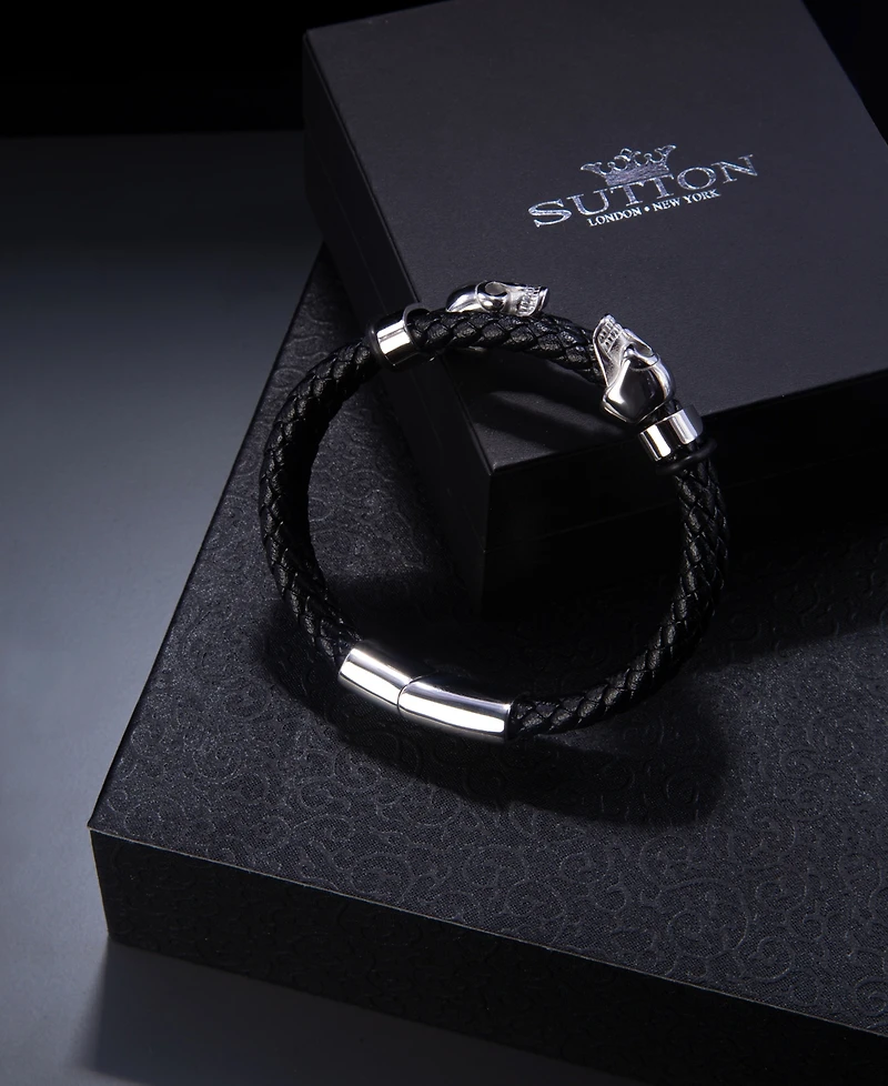 Rhona Sutton Black Reaper Leather Stainless Steel Bracelet