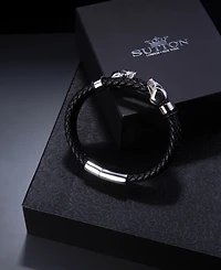 Rhona Sutton Black Reaper Leather Stainless Steel Bracelet
