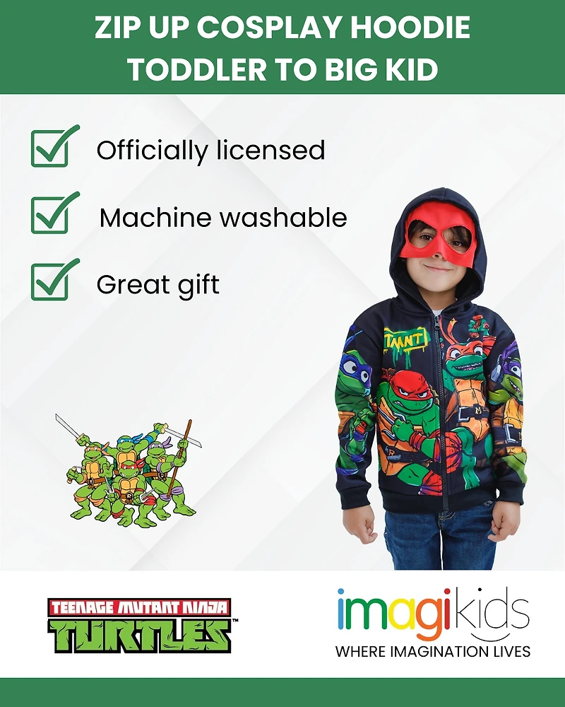 Teenage Mutant Ninja Turtles Boys Fleece Zip Up Cosplay Hoodie to (2T - 10-12)