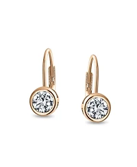 Bling Jewelry Traditional Round 1CT Cz Solitaire Drop Earrings Gold Plated .925 Sterling Silver Leverback
