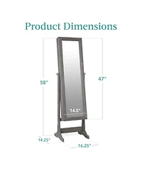 Best Choice Products Jewelry Armoire Cabinet, Full Length Mirror w/ Velvet Storage Interior, Lock