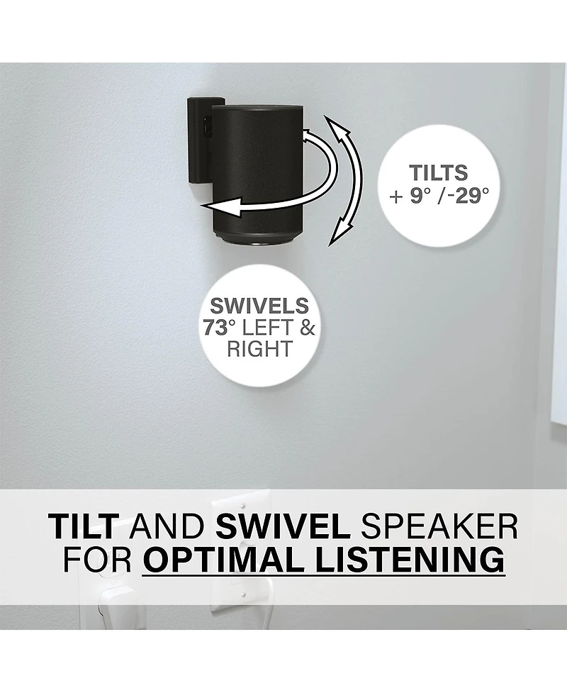 Sanus Universal Tilt & Swivel Speaker Wall Mount and Power Kit - Each