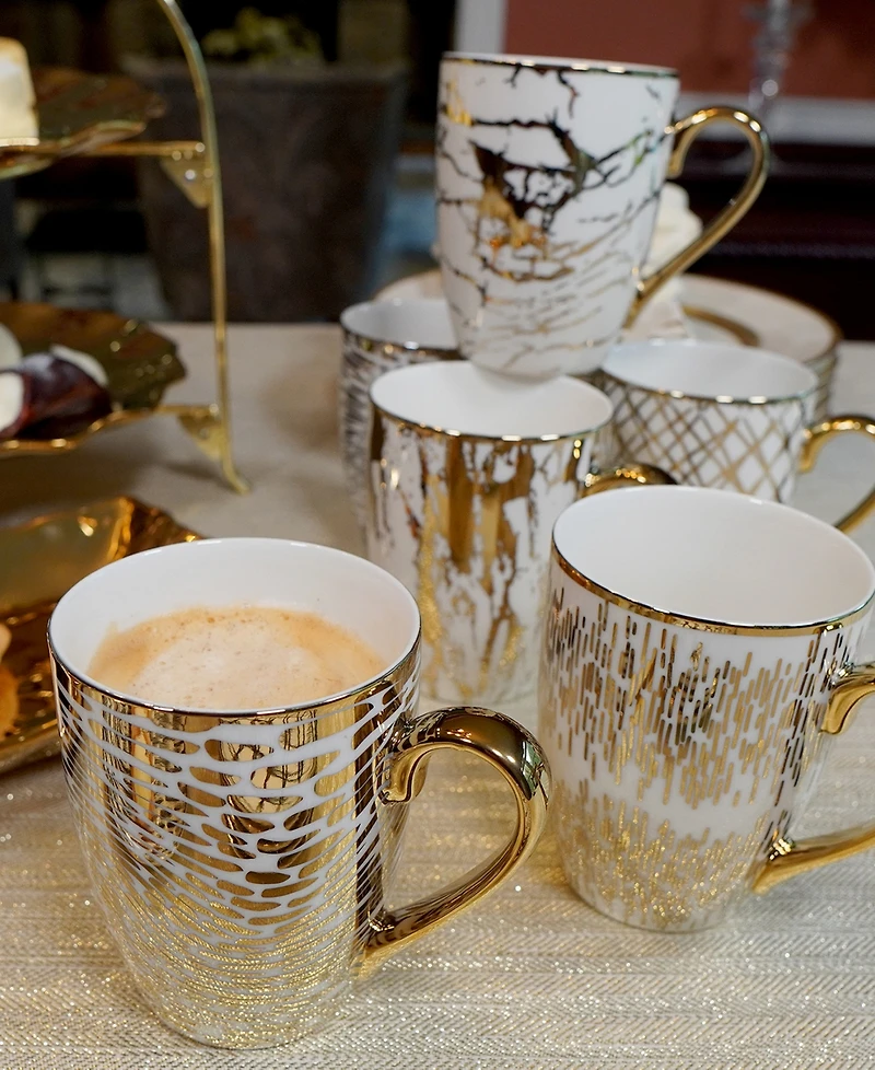 Certified International Matrix 6 Pc. Gold-Silver Tone Mugs