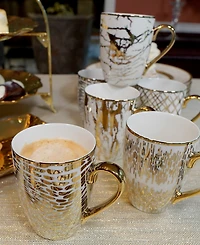 Certified International Matrix 6 Pc. Gold-Silver Tone Mugs