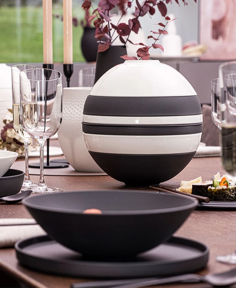 Villeroy & Boch La Boule Black & White 7-Piece Dinnerware Set, Service for 2