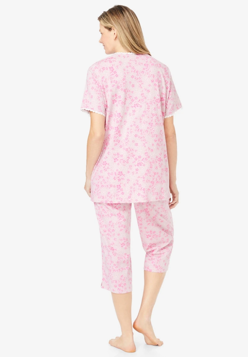 Only Neccessities Plus Necessities 2-Piece Pintuck Tee And Capri Sleep Set
