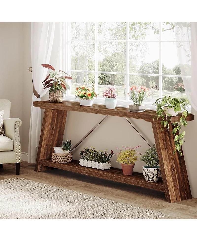 Tribesigns 70.9 Inches Extra Long Sofa Table Behind Couch, Industrial Entry Console Table with Storage for Hallway, Entryway, Living Room