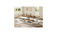 Tribesigns 47" Dining Table Set for 4-6, 3-Piece Kitchen Room Table with 2 Benches, Farmhouse Wood Dinner Table for Small Space, Home Kitchen